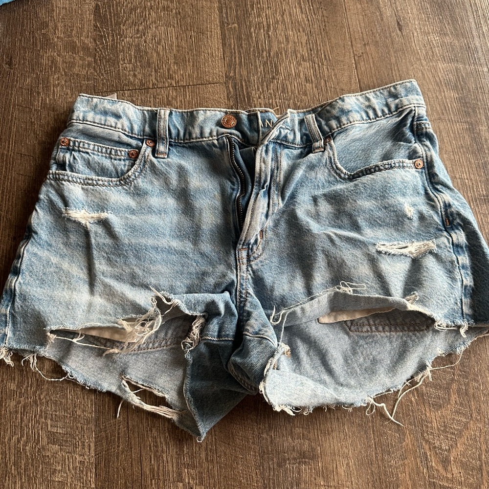 American Eagle Outfitters Light Blue Distressed Jean Shorts